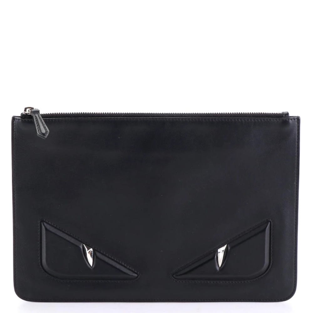 Fendi Monster Clutch in Black Leather